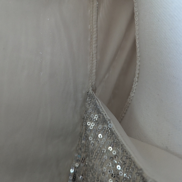 Gimmicks by BKE Sequin Wrap Mini Dress Champagne Ivory XS | Holiday Party Look - Picture 11 of 14